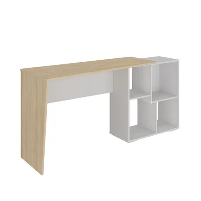 Mesa Escrivaninha Para Escritório Urban Cor:carvalho/branco