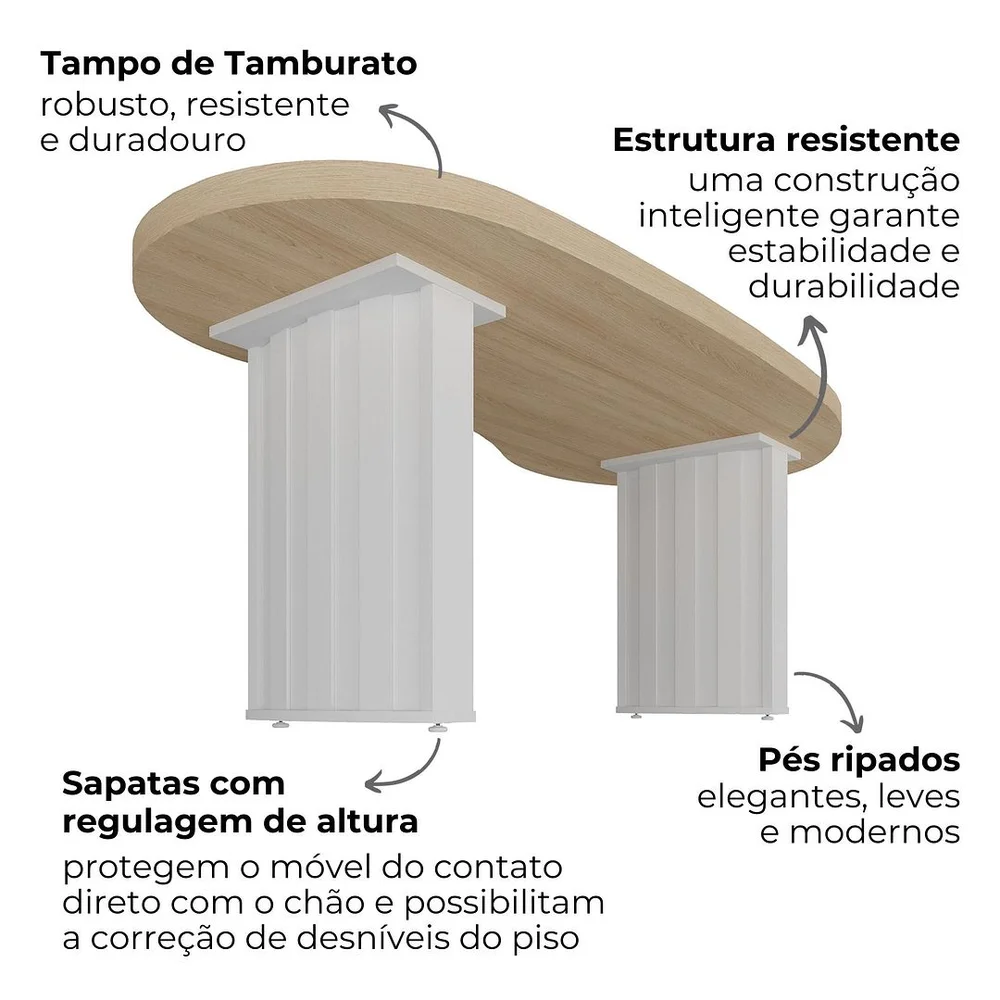 Imagem 2 de 5 do produto Mesa Escrivaninha Para Escritório Tamburato Organic | Artany Cor:carvalho/branco