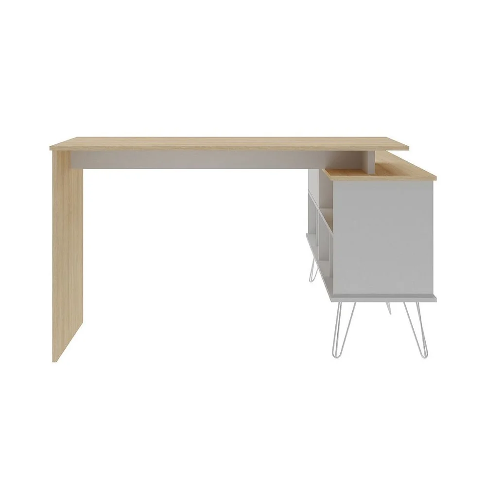 Imagem 3 de 5 do produto Mesa Escrivaninha Para Escritório Dubai Adaptável | Artany Cor:carvalho/branco