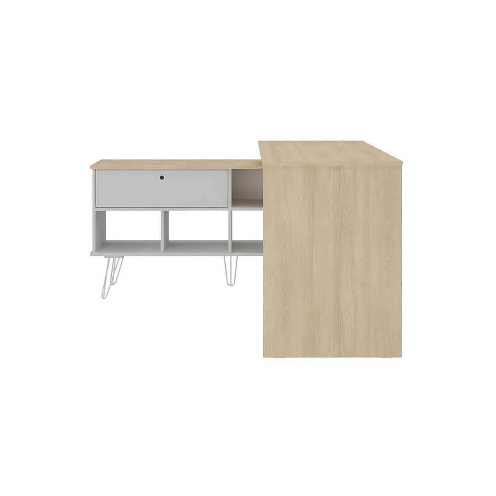 Imagem 5 de 5 do produto Mesa Escrivaninha Para Escritório Dubai Adaptável | Artany Cor:carvalho/branco