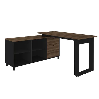Mesa Escrivaninha Para Escritório Next Adaptável | Artany Cor:ipê/preto