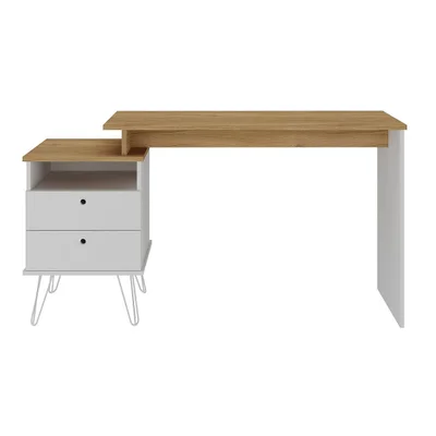 Mesa Escrivaninha Para Escritório Plus | Artany Cor:olmo/branco