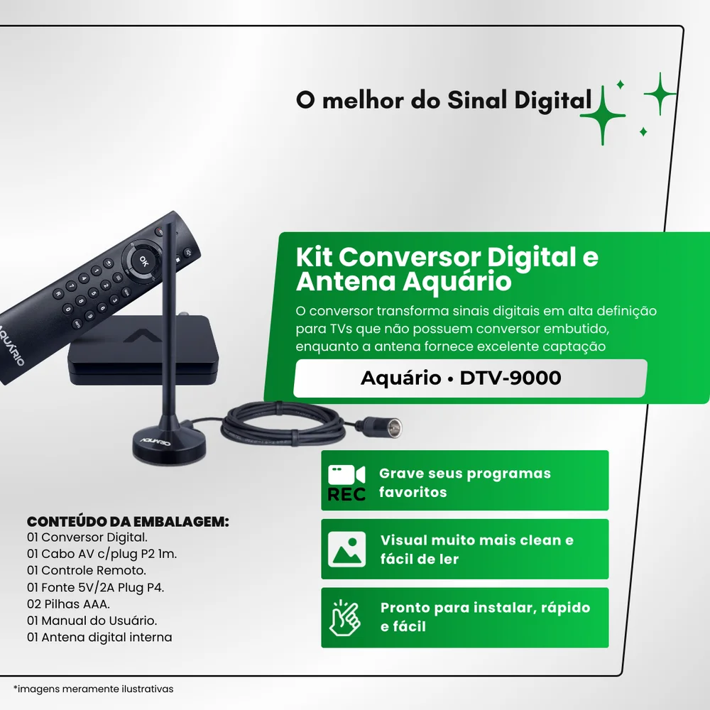 Imagem 2 de 5 do produto Conversor E Gravador Digital + Antena Digital - Aquário