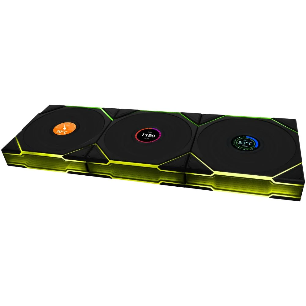 Kit 3 Fan 120mmx25mm ARGB Lian Li Uni Fan Tl Wireless Lcd Reverse Blade Preto 12rtllcd1w3b 5
