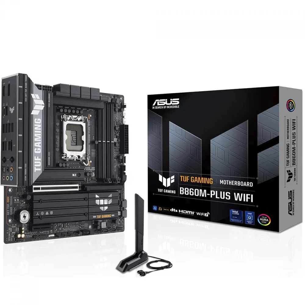 Placa Mãe Asus Tuf Gaming B860m-plus Wifi, Chipset B860, Intel LGA 1851, Matx, Ddr5, 90mb1jv0-m0eay0