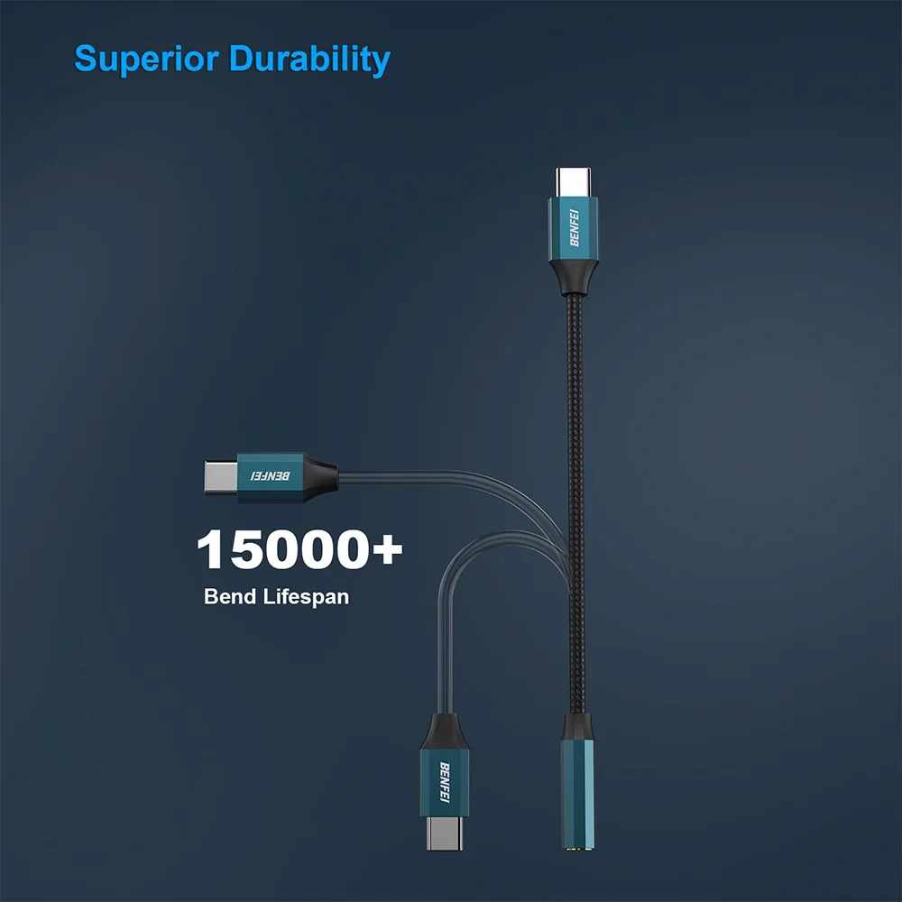 Imagem 5 de 5 do produto Adaptador Áudio Benfei Usb C P/3.5mm Fêmea Azul