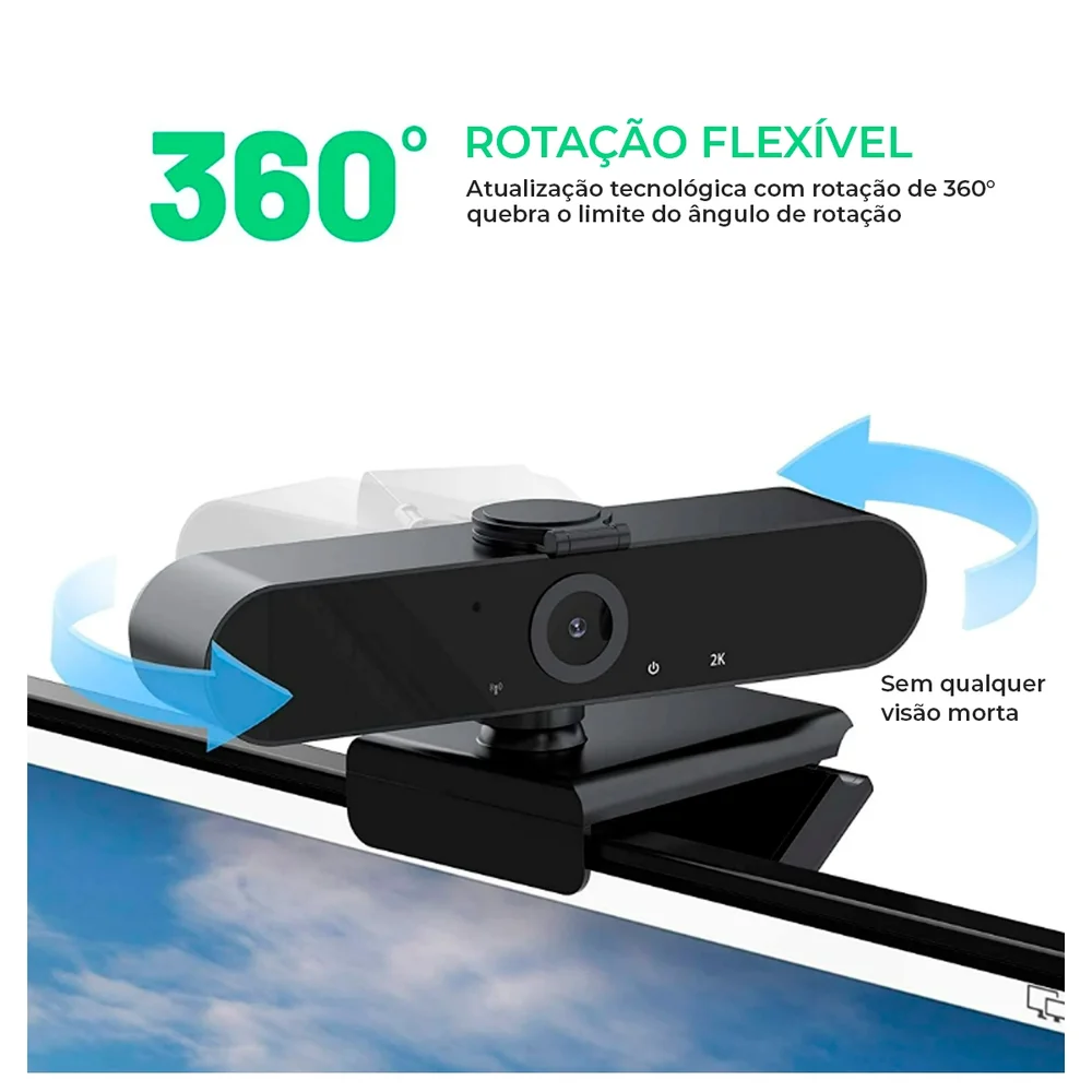 Imagem 2 de 5 do produto Webcam Full Hd 1440p Usb C/ Microfone C/ Tripé 441488857 Cshidworld
