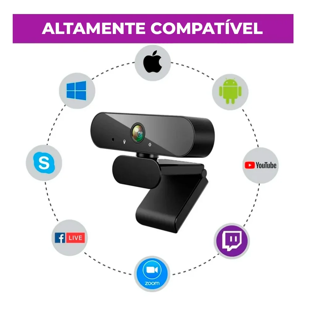 Imagem 3 de 5 do produto Webcam Full Hd 1440p Usb C/ Microfone C/ Tripé 441488857 Cshidworld