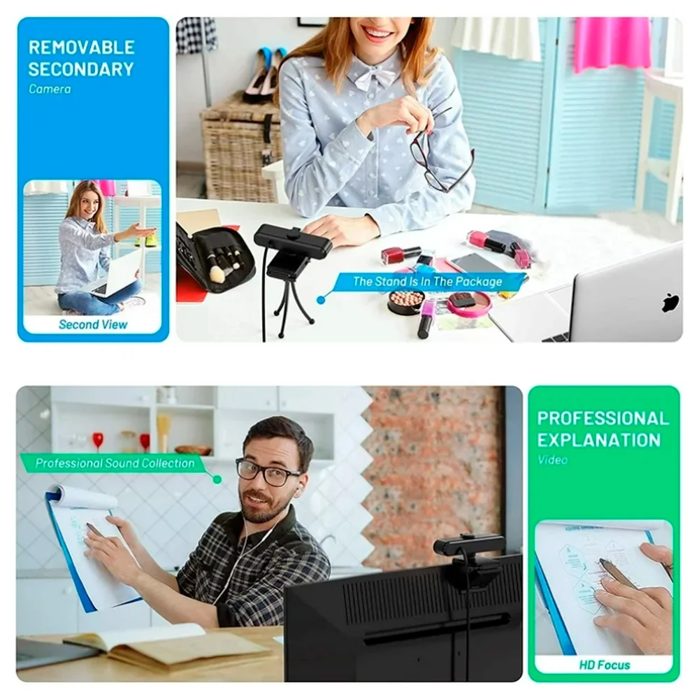 Imagem 5 de 5 do produto Webcam Full Hd 1440p Usb C/ Microfone C/ Tripé 441488857 Cshidworld