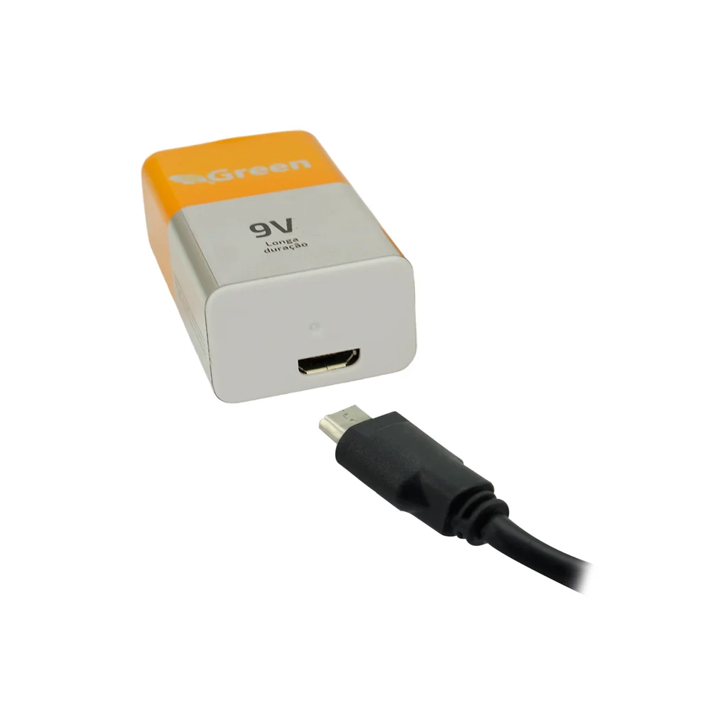Bateria 9v 500mah Recarregavel Entrada Micro Usb Carregar Bateria 9v 500mah Recarregavel Entrada Micro Usb Carregar
