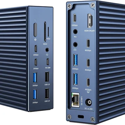 Dock Station Hub 21 Em 1 Thunderbolt 4 40gbps HDMI 8k Macbook Pro
