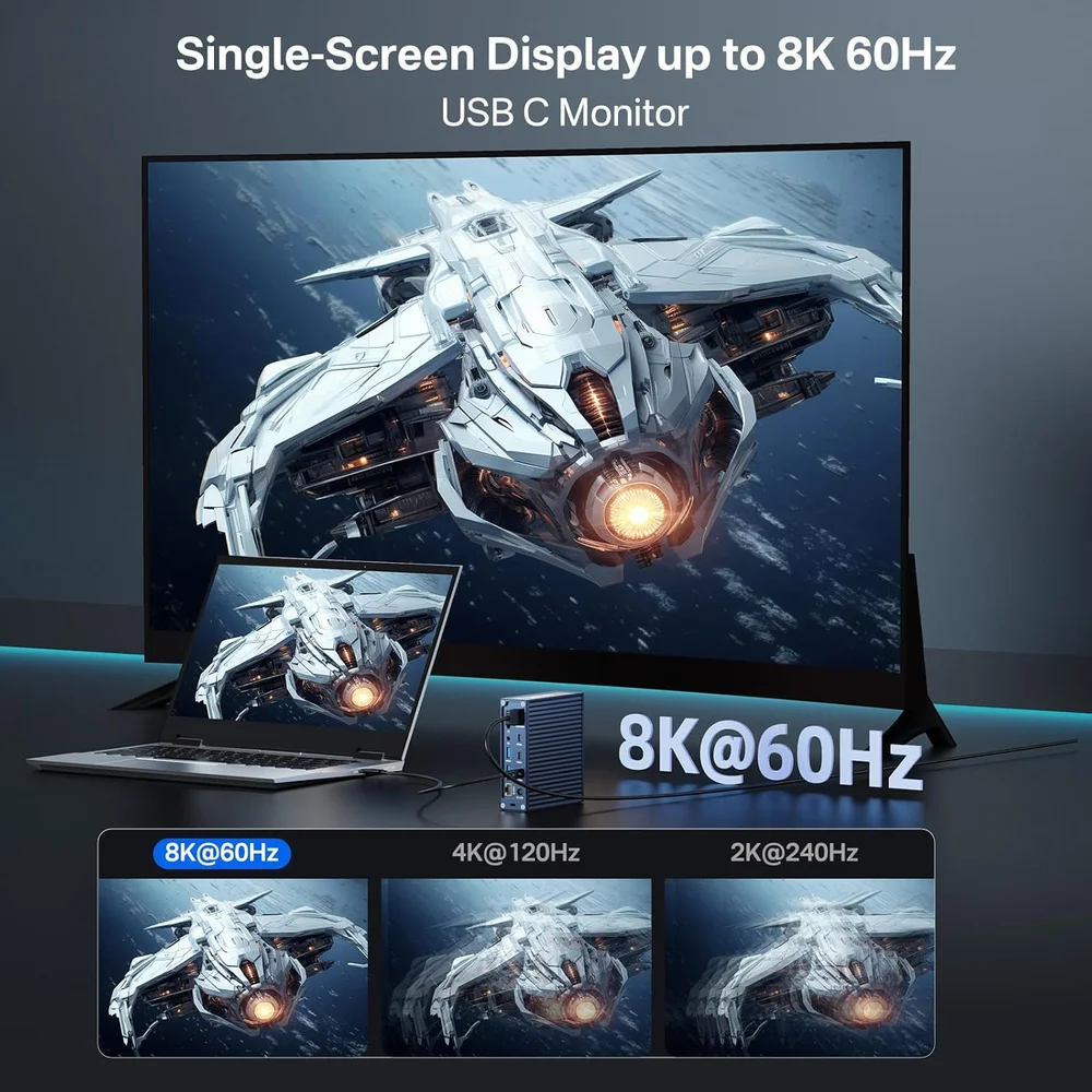 Imagem 5 de 5 do produto Dock Station Hub 21 Em 1 Thunderbolt 4 40gbps HDMI 8k Macbook Pro