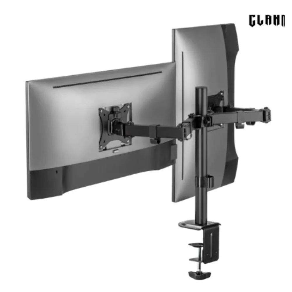 Imagem 5 de 5 do produto Suporte Dois Monitores Cs12 17pol A 32pol Preto - Vesa 75x75 / 100x100 - Clanm