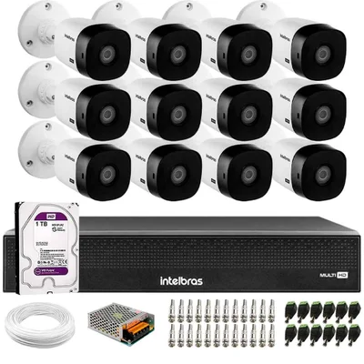 12 Câmeras Intelbras Vhl 1220 B G2 Full Hd Visão Noturna 20m Dvr Mhdx 3116c 16 Canais Hd 1TB Purple