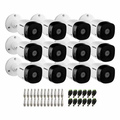 Kit 12 Câmeras Intelbras Vhl 1120 Bullet Hdcvi Lite, Hd 720p 3.6mm Visão Noturna 20m Ip66 + Conector