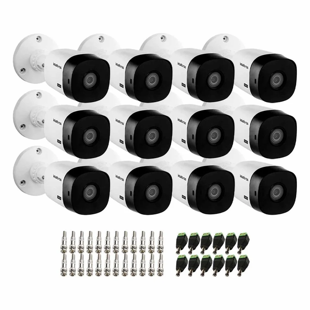 Kit 12 Câmeras Intelbras Vhl 1220 B G2 Bullet Full Hd 3.6mm Visão Noturna 20m Ip66 + Conectores Kit 12 Câmeras Intelbras Vhl 1220 B G2 Bullet Full Hd 3.6mm Visão Noturna 20m Ip66 + Conectores