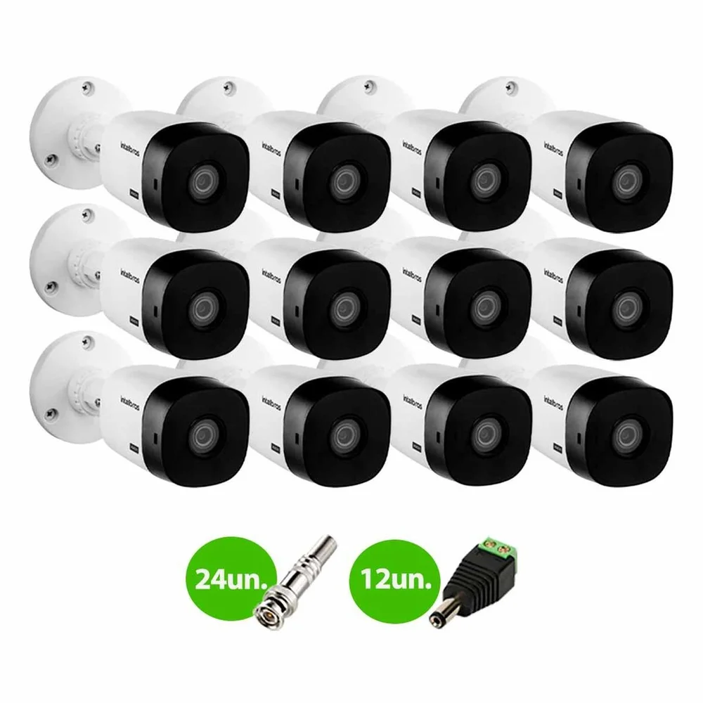 Kit 12 Câmeras Intelbras Vhl 1220 B G2 Bullet Full Hd 3.6mm Visão Noturna 20m Ip66 + Conectores Kit 12 Câmeras Intelbras Vhl 1220 B G2 Bullet Full Hd 3.6mm Visão Noturna 20m Ip66 + Conectores