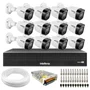 Kit 12 Câmeras Intelbras Vhd 1130 B Hd 720p Visão Noturna 30m Ip67 + Dvr Mhdx 1016-c 16 Canais