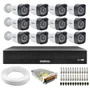 Kit 12 Câmeras Tudoforte Tf2020b Full Hd Visão Noturna 20m Ip66 + Dvr Intelbras Mhdx 3116c 16 Canais
