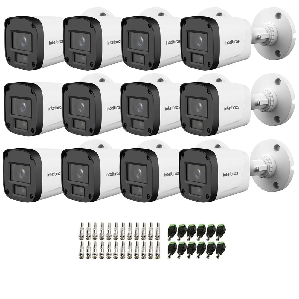 Kit 12 Câmeras Intelbras Vhd 1220 B G7 Full Color Full Hd Visão Noturna Colorida 20m Ip67 +conector