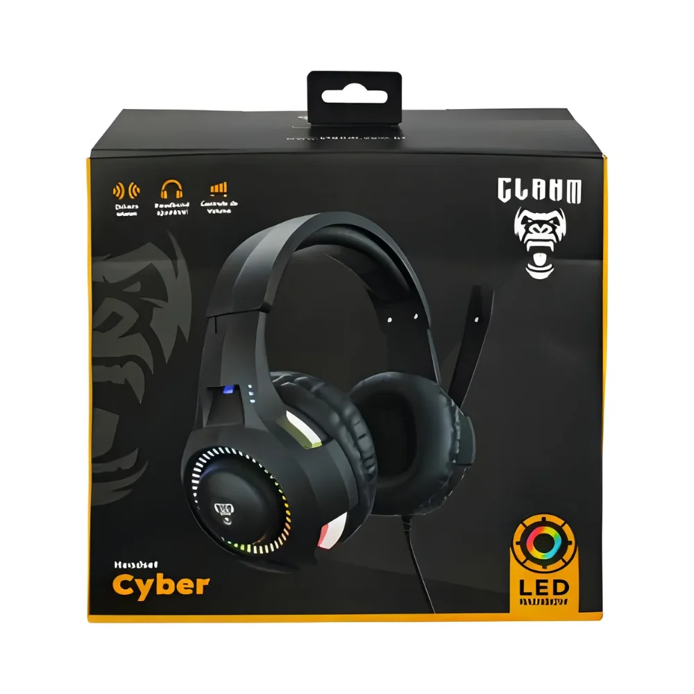 Imagem 2 de 5 do produto Headset Gamer Cyber Preto Com LED Usb Stereo Com Fio Clanm