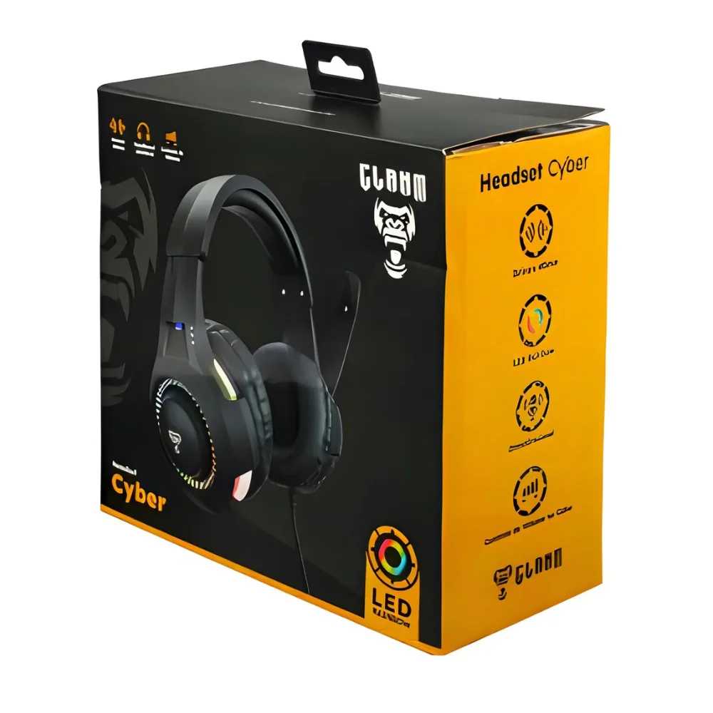 Imagem 3 de 5 do produto Headset Gamer Cyber Preto Com LED Usb Stereo Com Fio Clanm