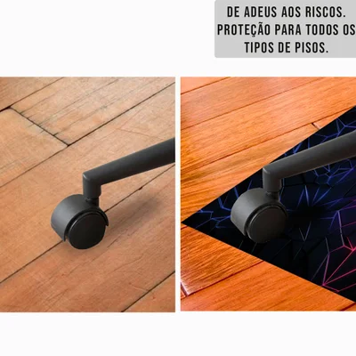 Tapete Gamer De Proteção Para Piso 100x70 - Neon Geometrico — foto 3