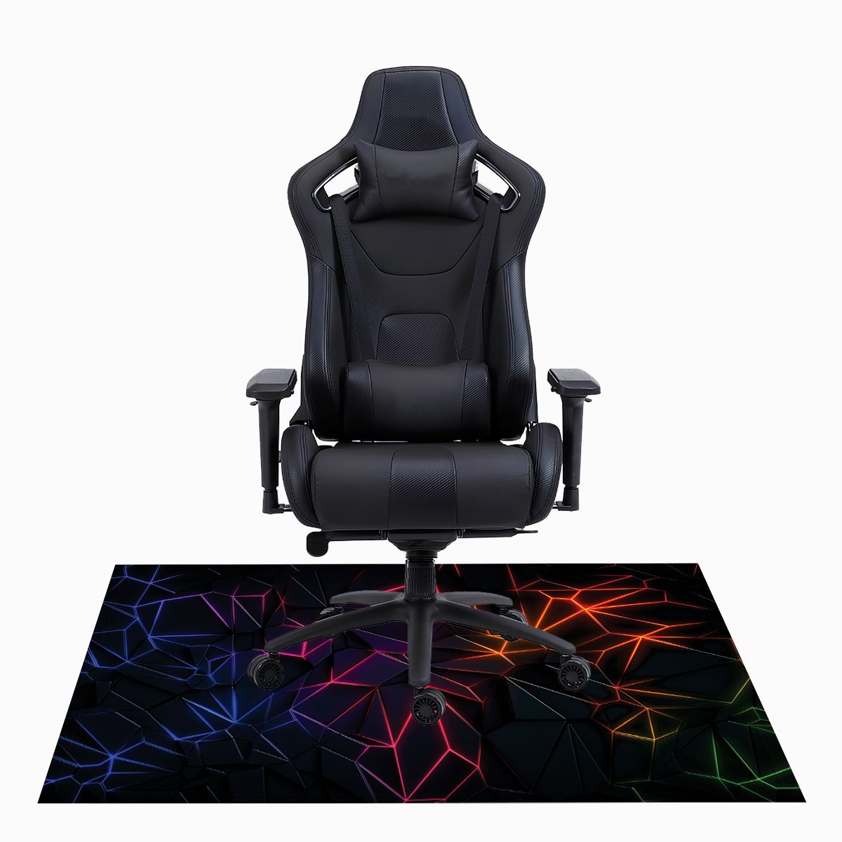 Tapete Gamer De Proteção Para Piso 100x70 - Neon Geometrico