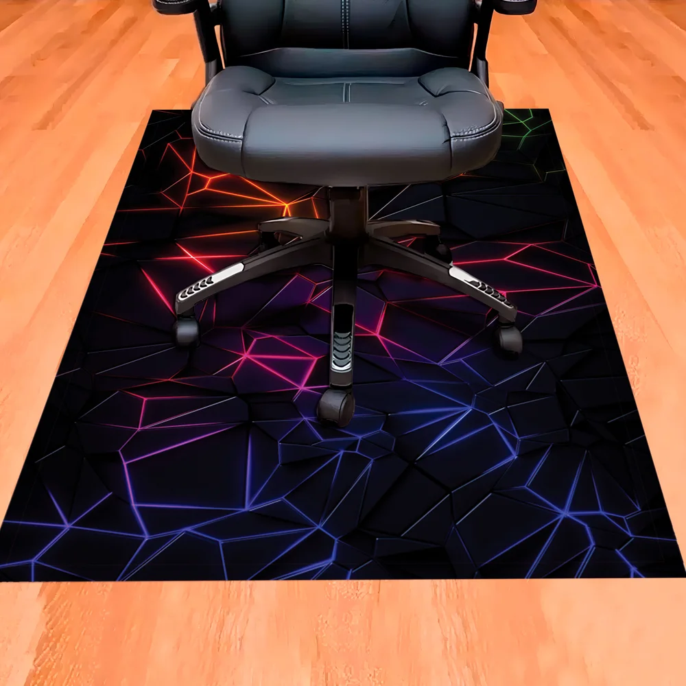 Imagem 2 de 5 do produto Tapete Gamer De Proteção Para Piso 100x70 - Neon Geometrico