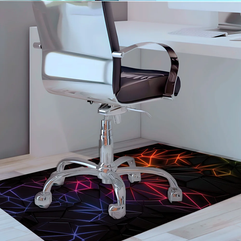 Imagem 4 de 5 do produto Tapete Gamer De Proteção Para Piso 100x70 - Neon Geometrico