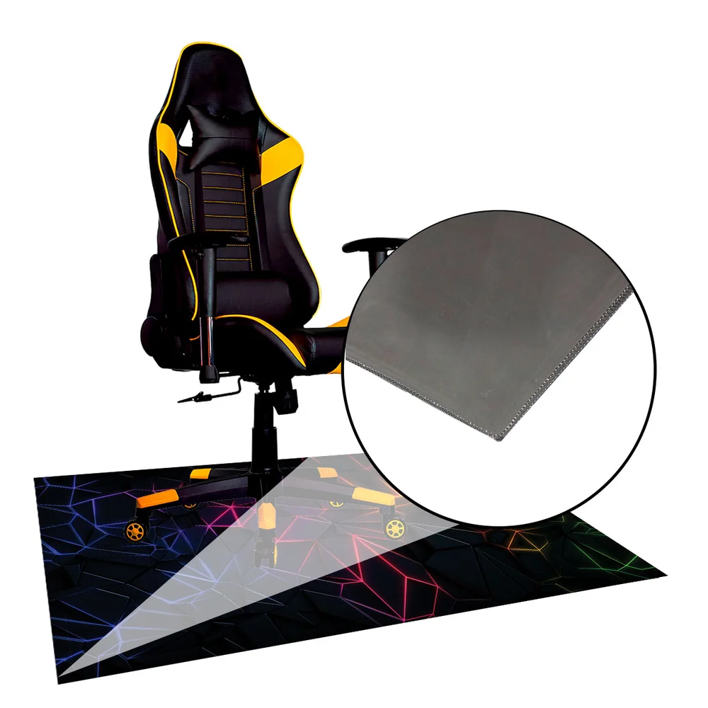 Imagem 5 de 5 do produto Tapete Gamer De Proteção Para Piso 100x70 - Neon Geometrico