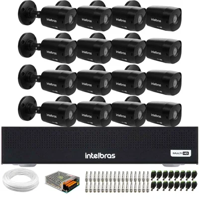 16 Câmeras Intelbras Vhd 1230 B Full Hd 1080p  G7 Visão Noturna 30m Ip67 + Dvr Mhdx 1016-c 16 Canais