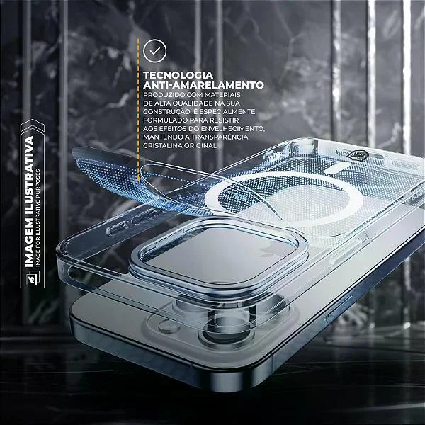 Imagem 2 de 5 do produto Capa Para Iphone 15 Pro - Magsafe Crystal Armor Stand - Não Amarela - Gshield
