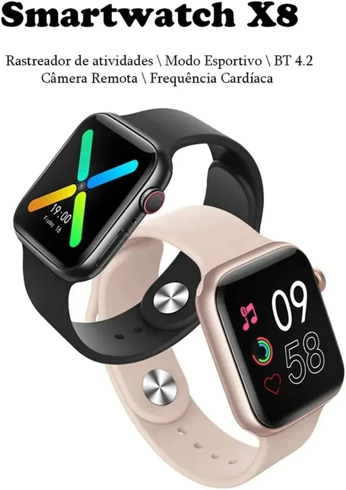 Imagem 4 de 5 do produto Relógio Smartwatch X8 Digital Bluetooth Masculino E Feminino Com Monitor De Saúde Cor:rosa.
