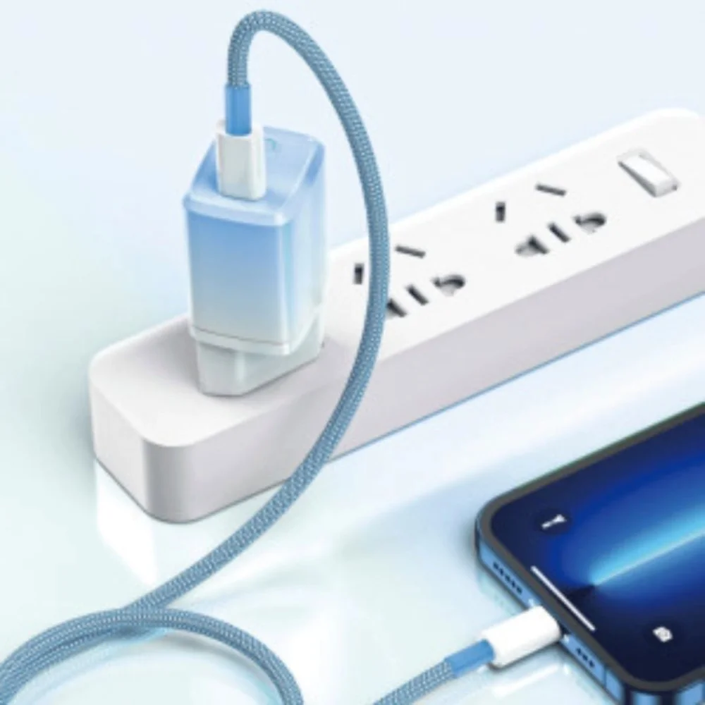 Imagem 5 de 5 do produto Carregador Completo Inteligente Com Cabo Tipo C-lightning Turbo 20w Fancy - Azul