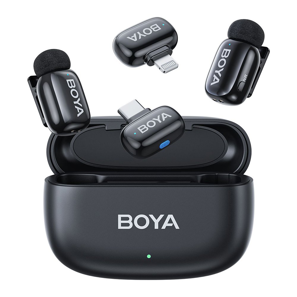 Microfone Sem Fio Boya Mini-12 Lapela Android/ios Preto