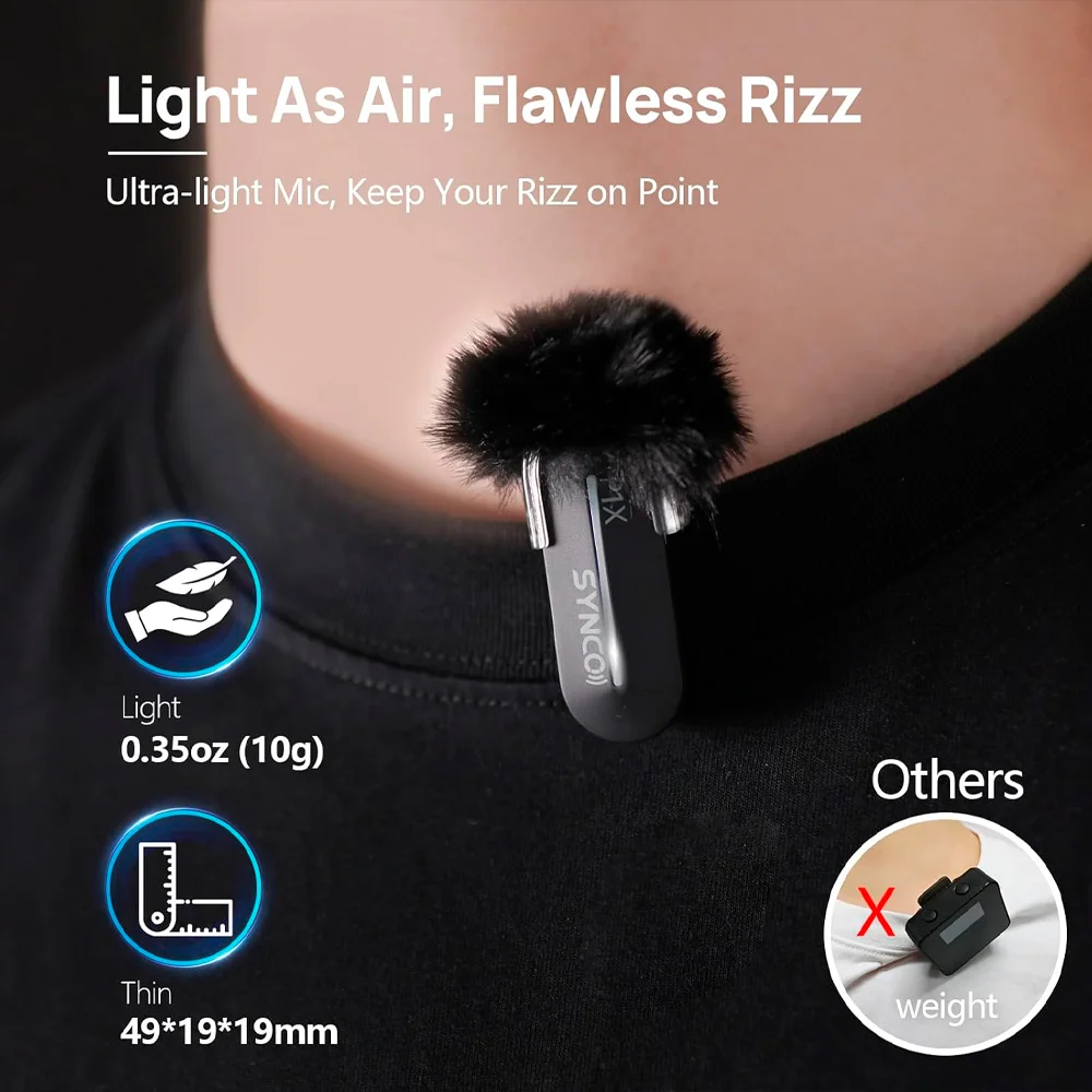 Imagem 2 de 5 do produto Microfone Sem Fio Synco P1xl Lightning Lapela Ios Preto