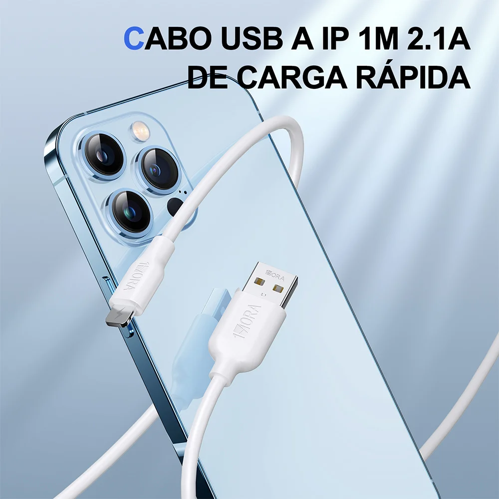 Imagem 4 de 5 do produto Cabo Lightning Para Usb A 1hora 2.1a Macho 1metro Branco