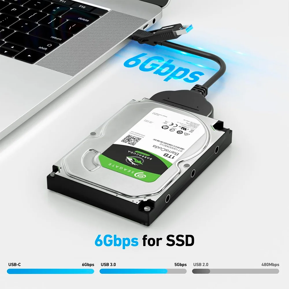 Imagem 3 de 5 do produto Cabo Sata Benfei 2 Em 1 Sata3 Para Usb A/c Preto