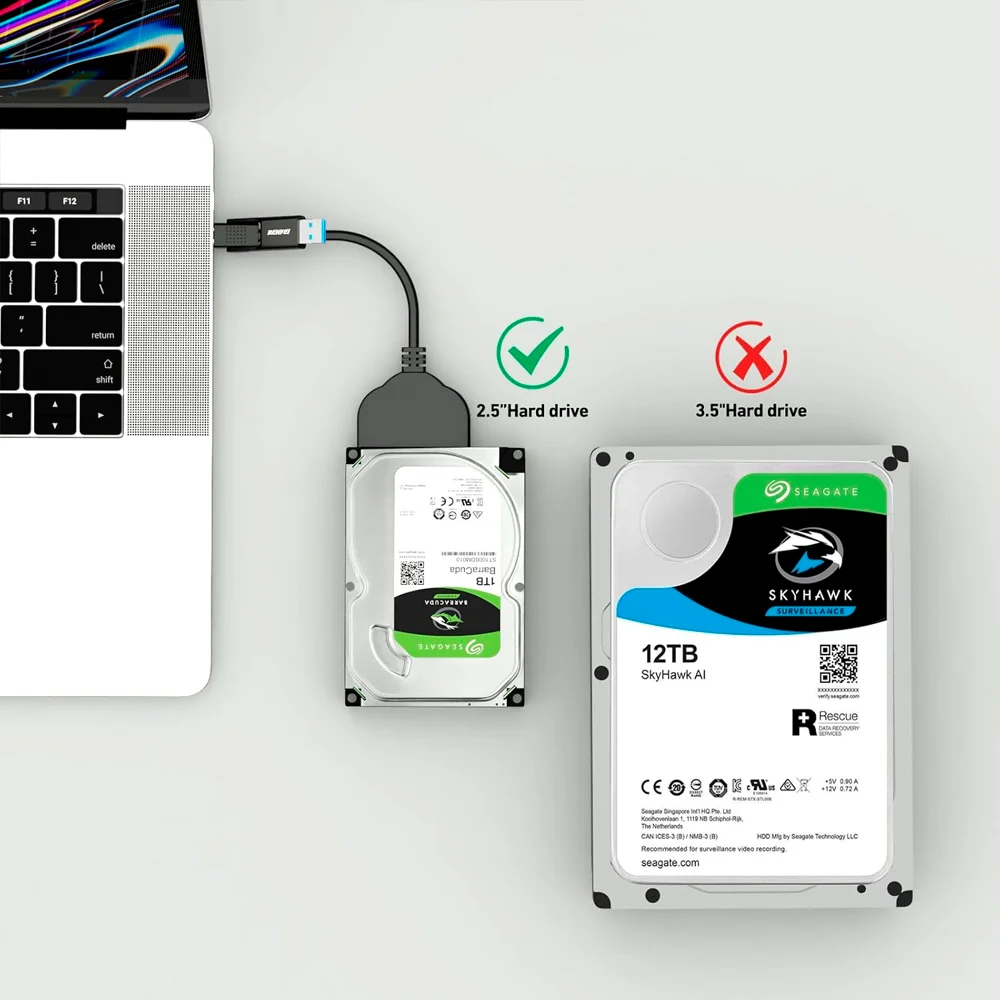 Imagem 4 de 5 do produto Cabo Sata Benfei 2 Em 1 Sata3 Para Usb A/c Preto