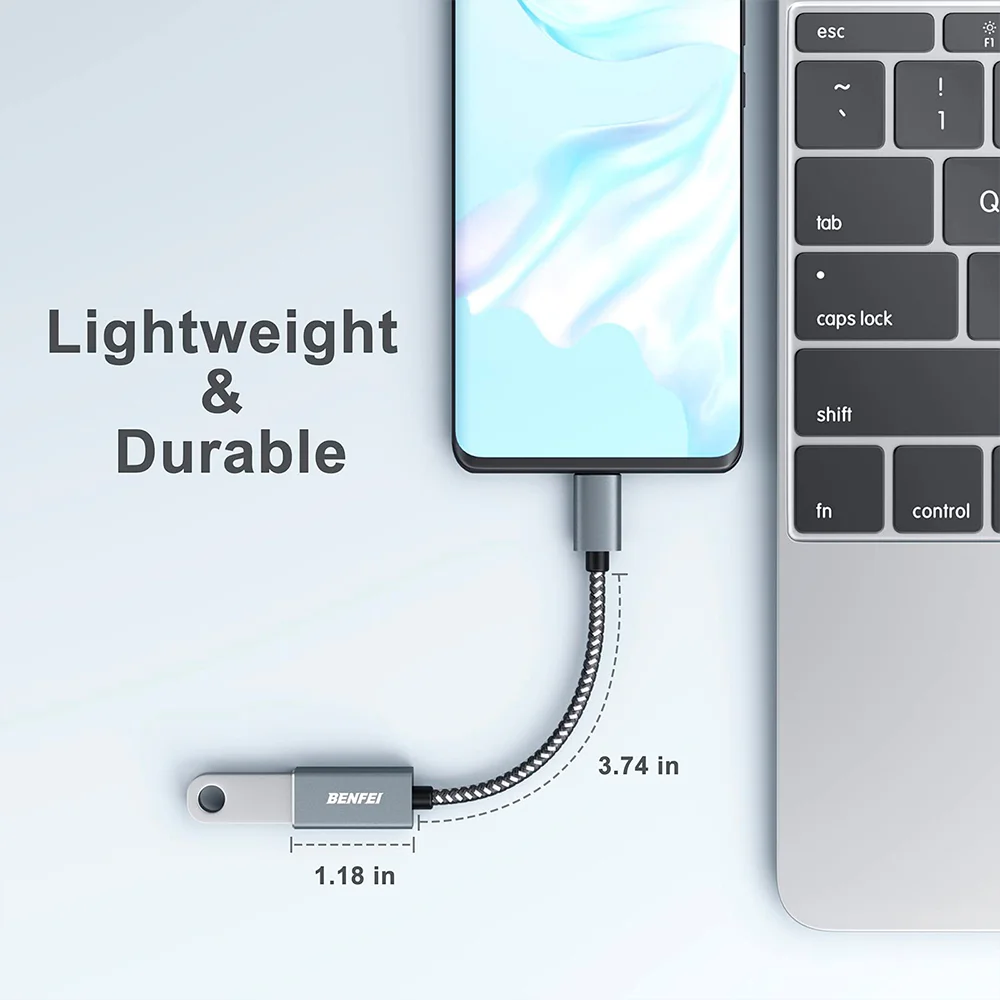 Imagem 5 de 5 do produto Benfei Kit 2x Adaptador Usb C P/usb 3.0 Fêmea Cinza