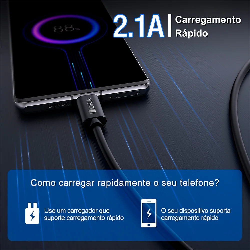 Imagem 2 de 5 do produto Cabo Usb C P/usb A 1hora 2.1a Macho/macho 1metro Preto