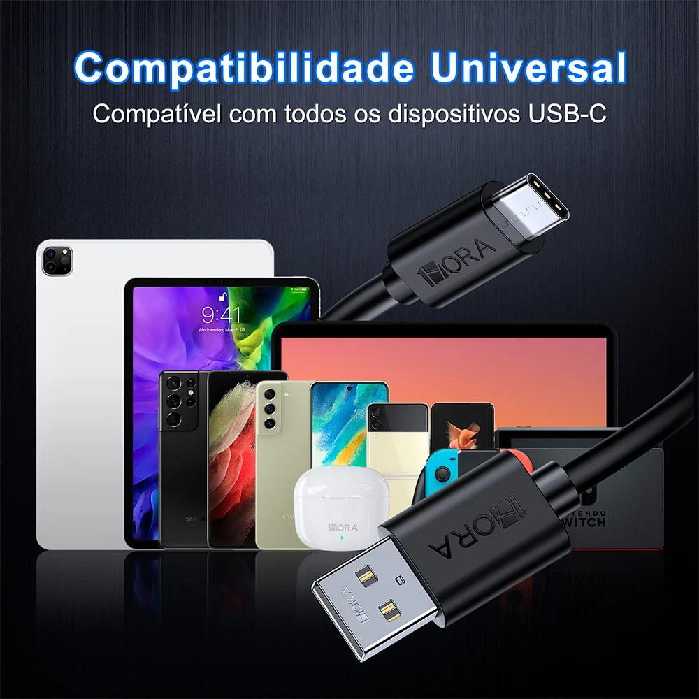 Imagem 4 de 5 do produto Cabo Usb C P/usb A 1hora 2.1a Macho/macho 1metro Preto