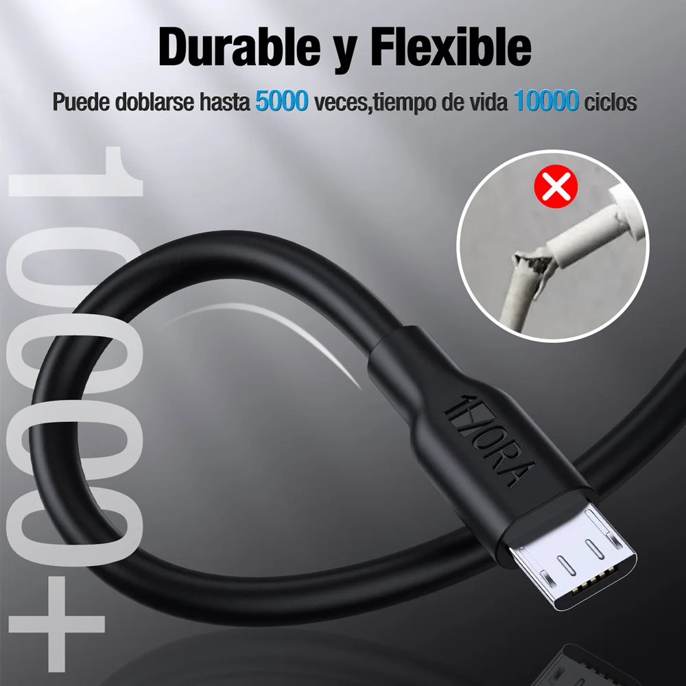 Imagem 2 de 5 do produto Cabo Usb A P/micro Usb 1hora 2.1a Macho/macho 1m Preto