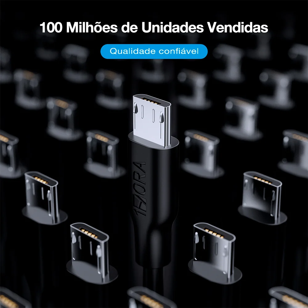 Imagem 5 de 5 do produto Cabo Micro Usb Para Usb A 1hora 2.1a Macho 2m Preto