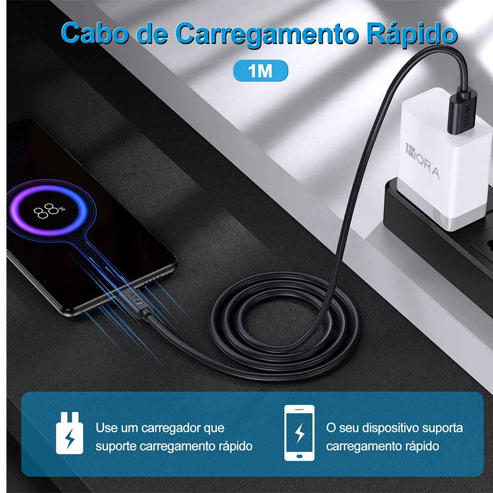 Imagem 3 de 5 do produto Cabo Micro Usb Pra Usb A 1hora 2.1a Macho 1 Metro Preto