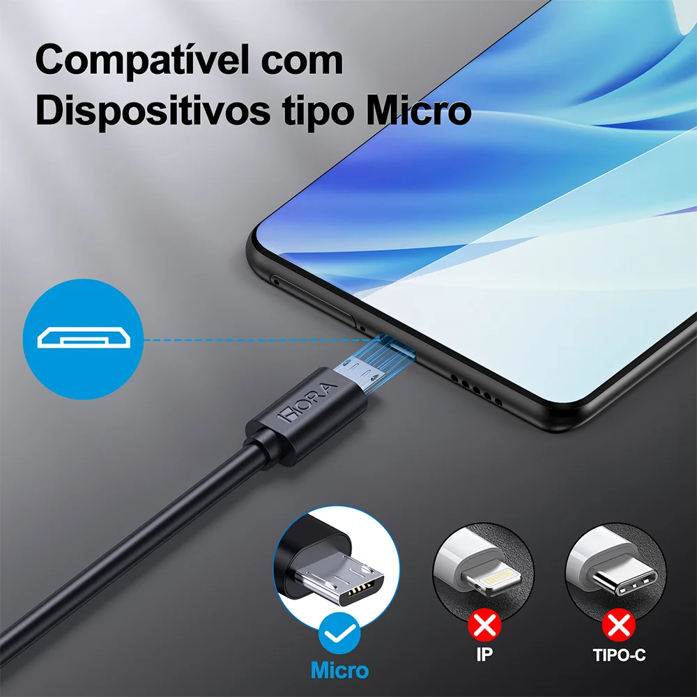 Imagem 4 de 5 do produto Cabo Micro Usb Pra Usb A 1hora 2.1a Macho 1 Metro Preto