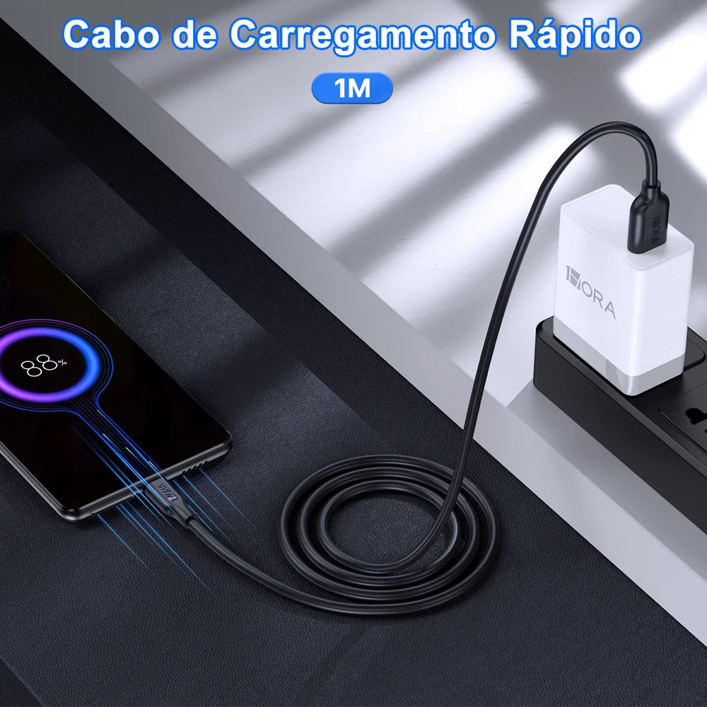 Imagem 2 de 5 do produto Cabo Usb C Para Usb A 1hora 2.1a Macho 1 Metro Preto
