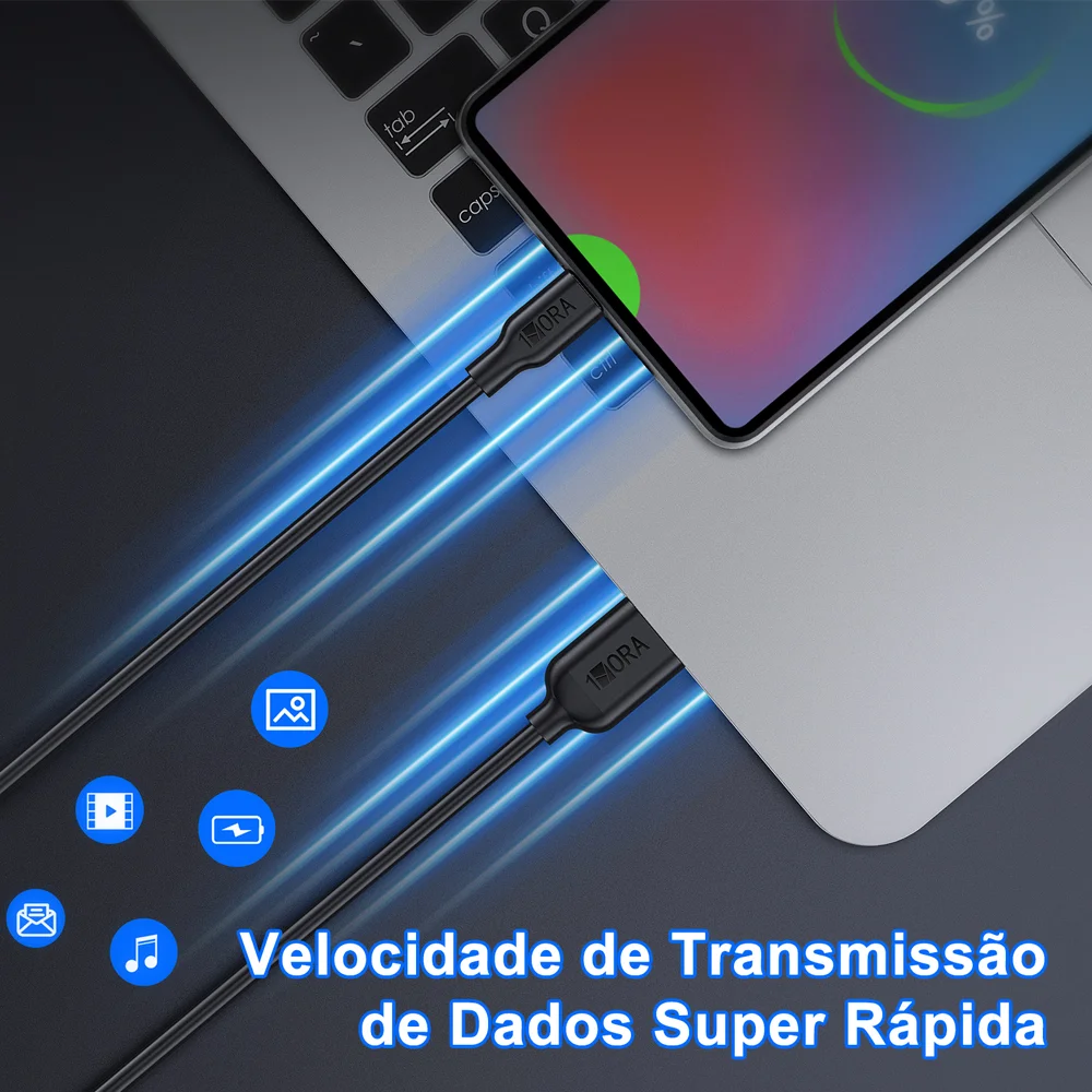 Imagem 3 de 5 do produto Cabo Usb C Para Usb A 1hora 2.1a Macho 1 Metro Preto