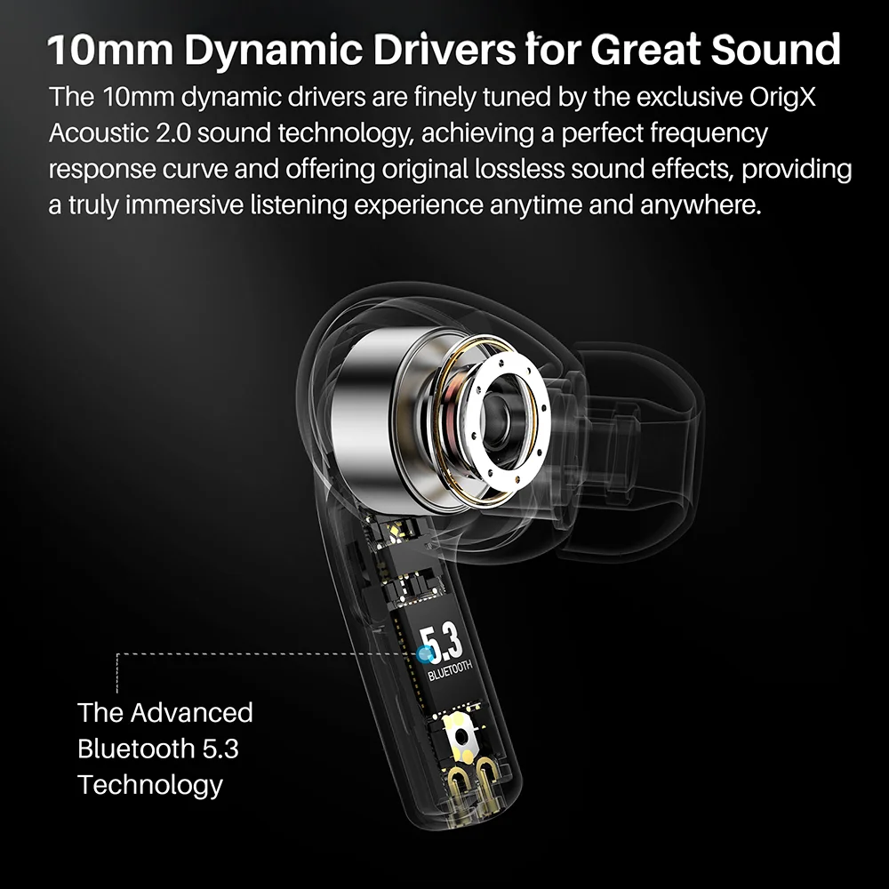 Imagem 5 de 5 do produto Fone De Ouvido Sem Fio Tozo Tonal Pods Bt 5.3 Preto